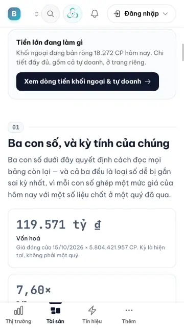휴대폰에 표시된 The Brain 자산 페이지
